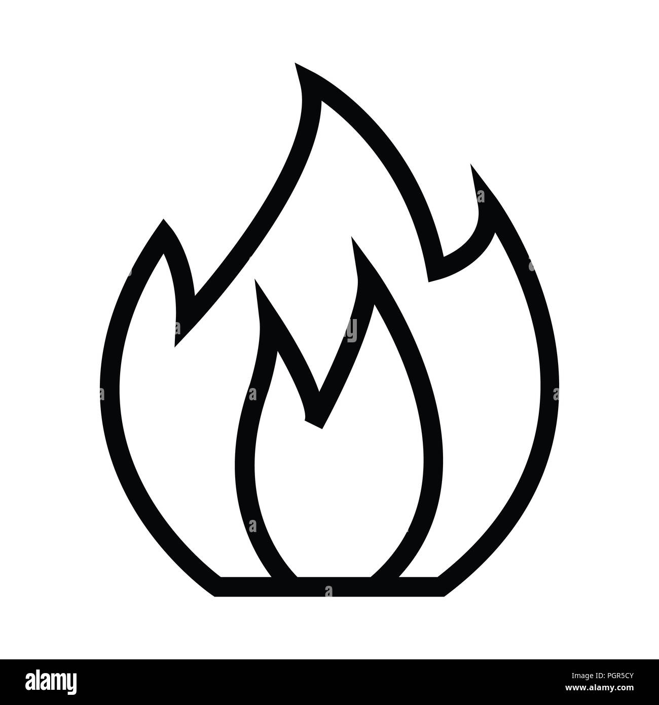 fire icon with outline line vector illustration Stock Photo - Alamy