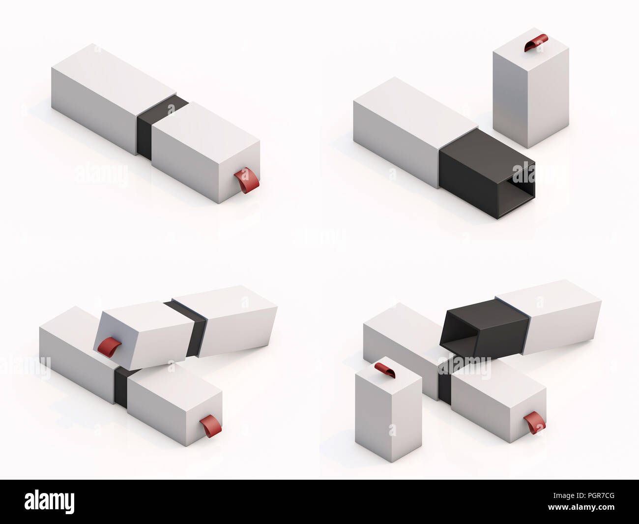 3d rendering blank boxes isolated on white background Stock Photo - Alamy