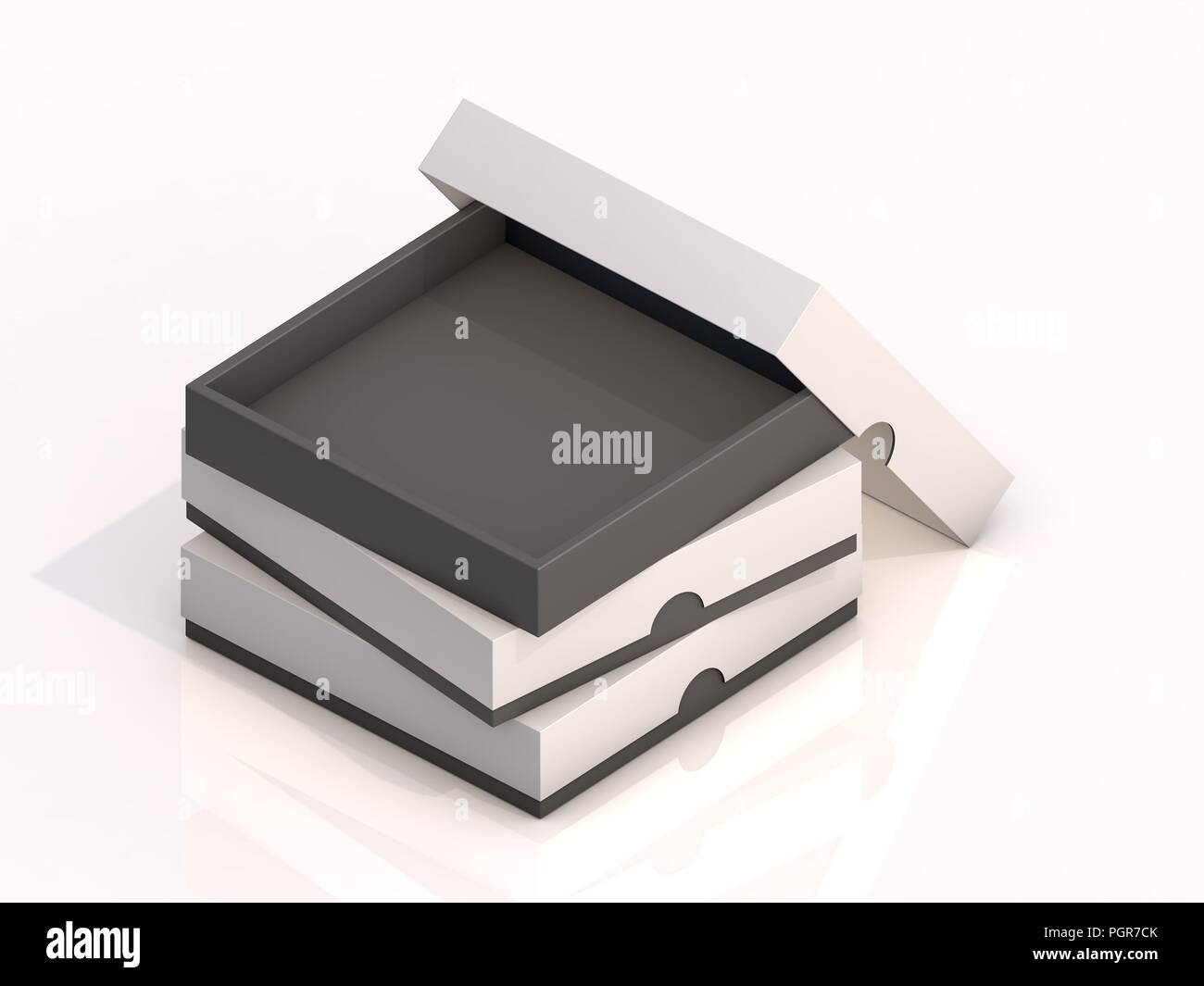 3d rendering blank boxes isolated on white background Stock Photo - Alamy
