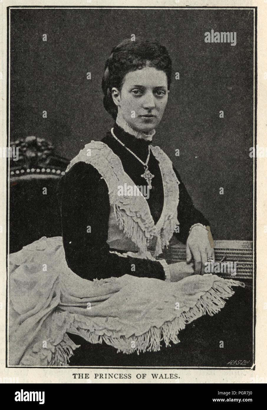 Vintage photograph of Alexandra of Denmark, Queen consort of the United Kingdom and the British Dominions and Empress of India as the wife of King Edward VII. 19th Century Stock Photo