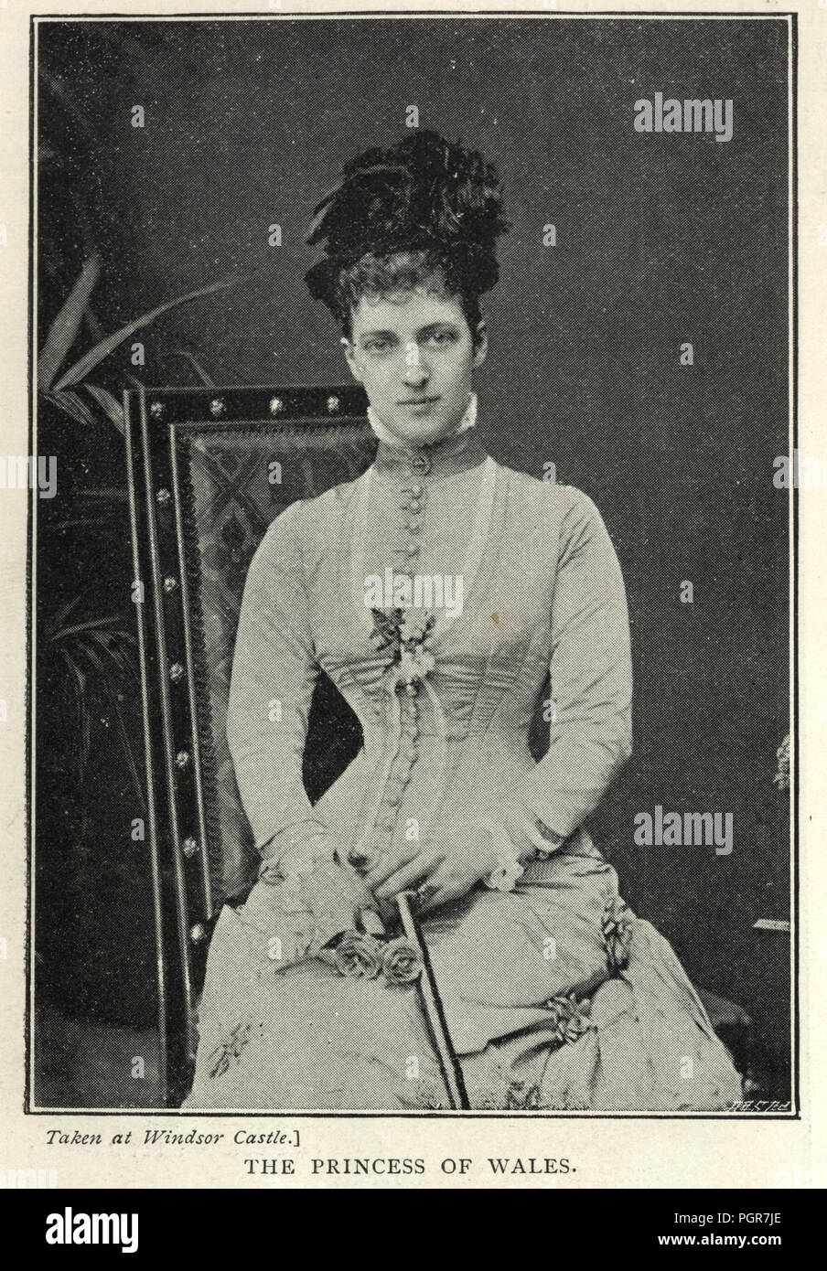 Vintage photograph of Alexandra of Denmark, Queen consort of the United Kingdom and the British Dominions and Empress of India as the wife of King Edward VII. 19th Century Stock Photo