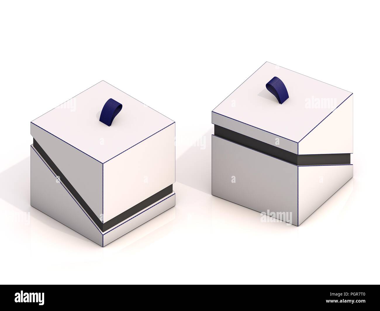 3d rendering blank boxes isolated on white background Stock Photo - Alamy