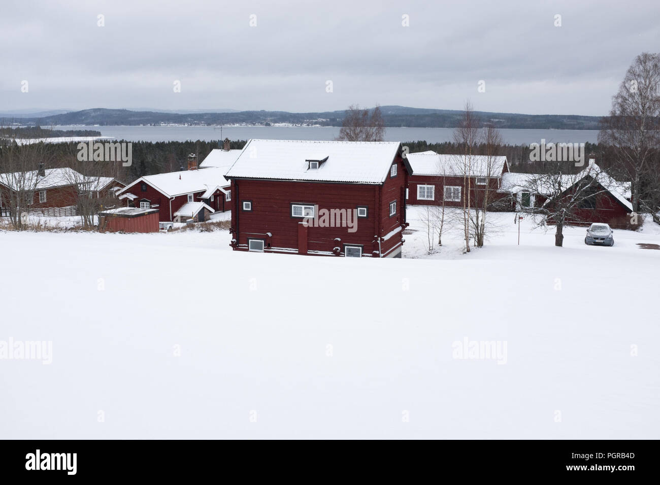 Schneelandschaft Schweden Stock Photo
