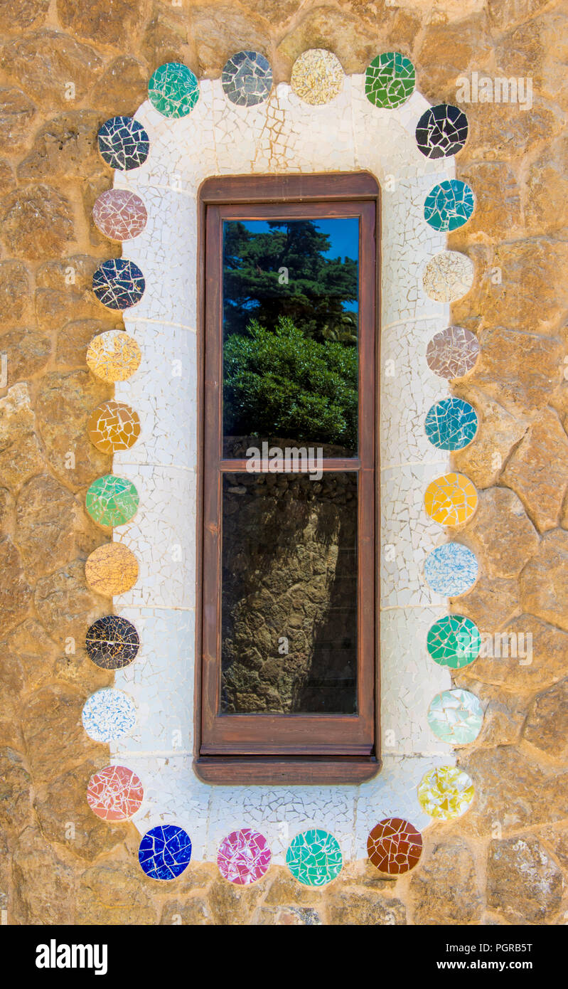 modernist window in Barcelona, Spain. Gaudi's design Stock Photo Alamy