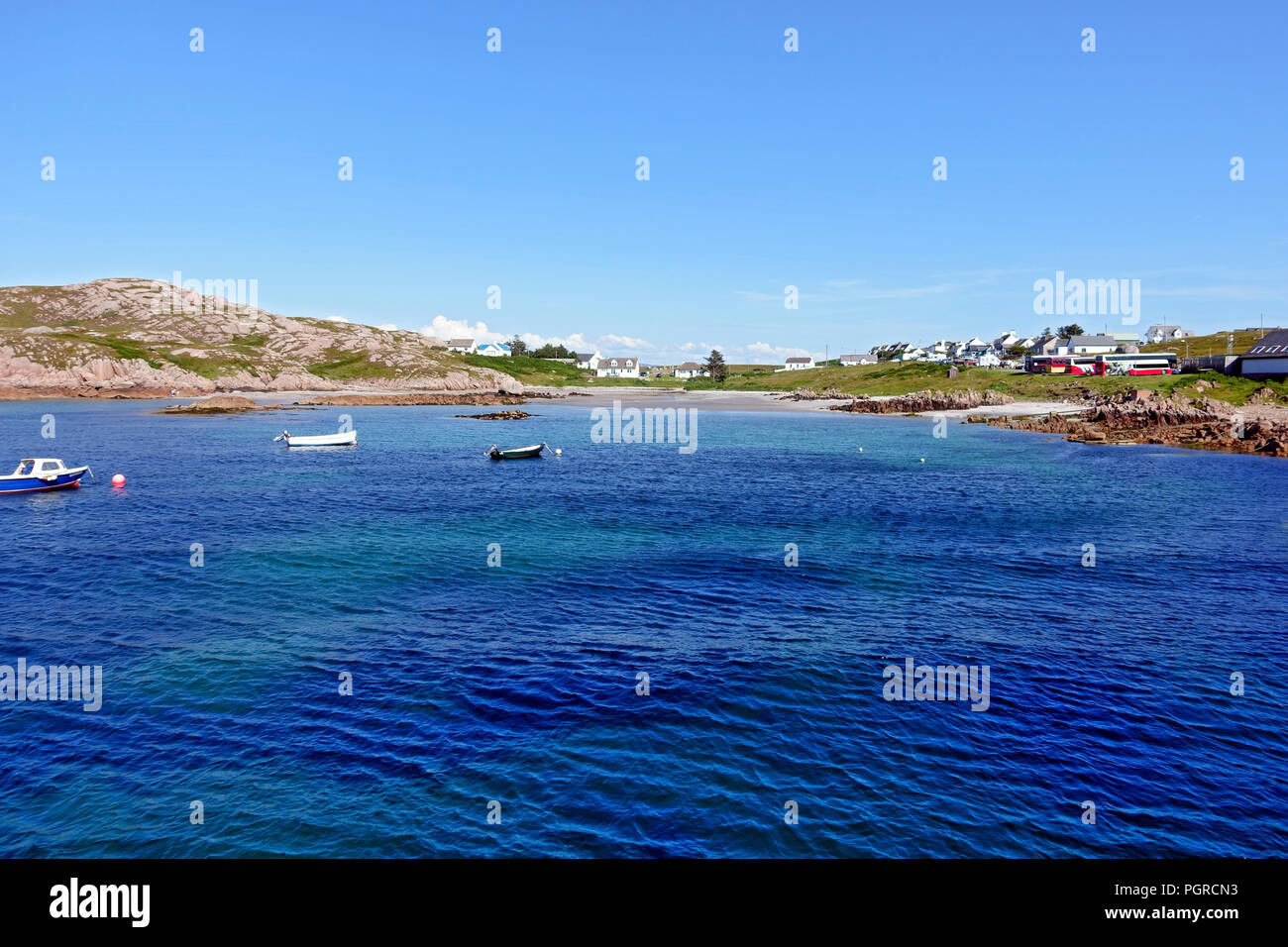 View of Fionnphort, Isle of Mull from the sea Stock Photo