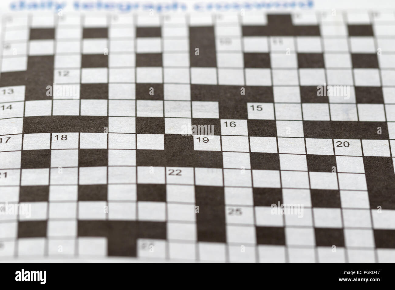 The blank crossword closeup Stock Photo Alamy