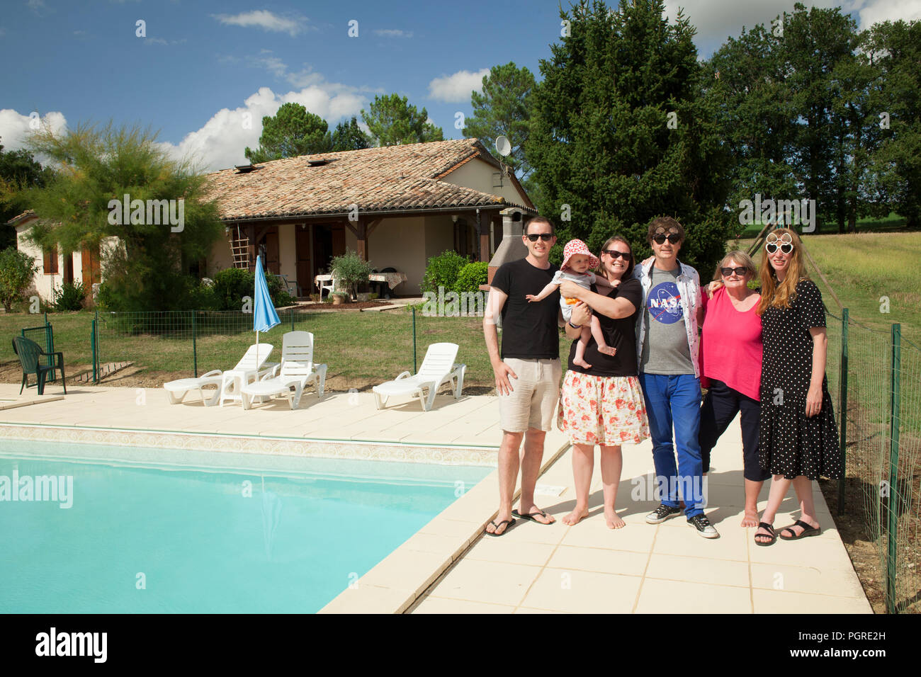 Family holiday in the Bordeaux region in the South of France Stock Photo