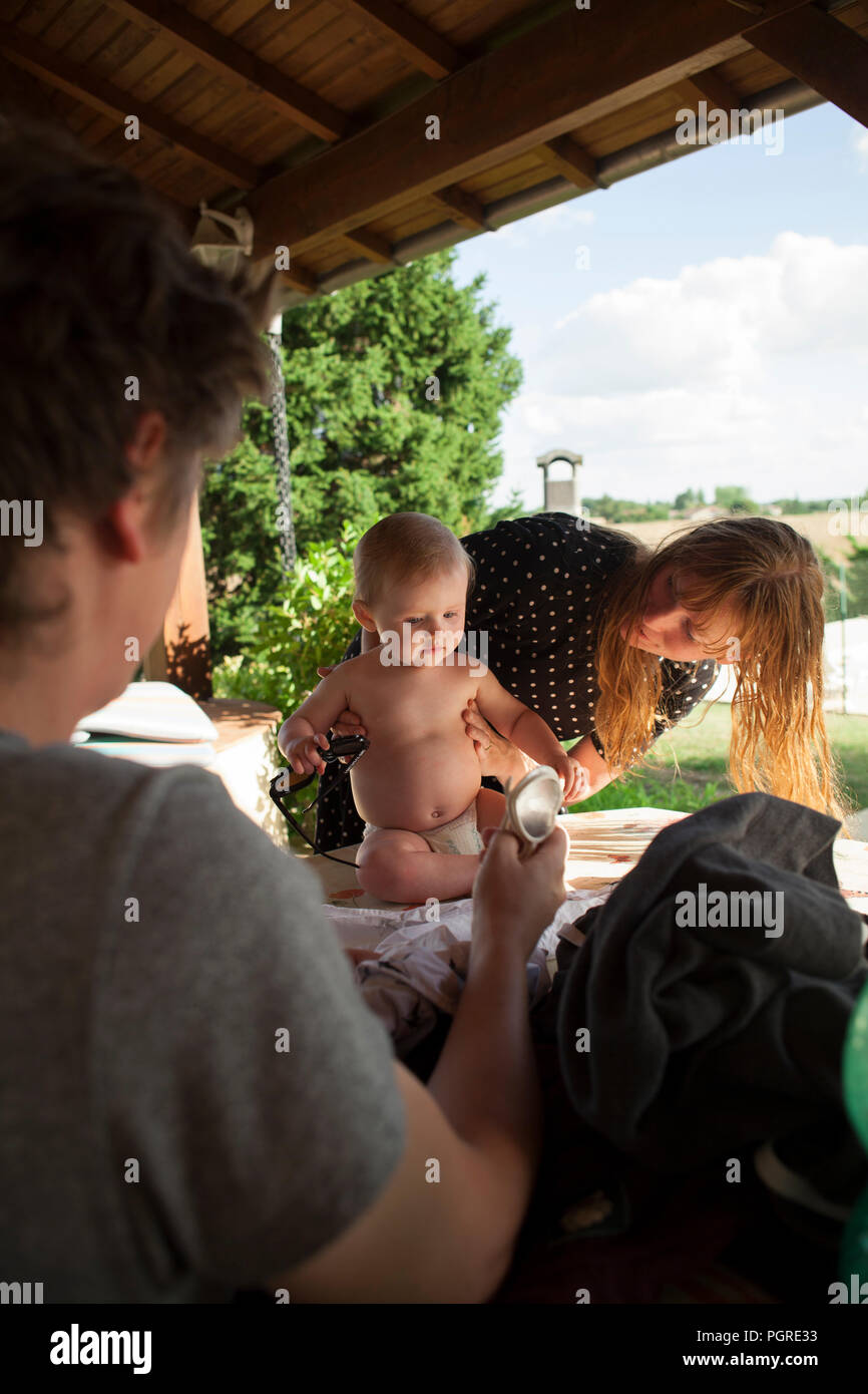 Family holiday in the Bordeaux region in the South of France Stock Photo