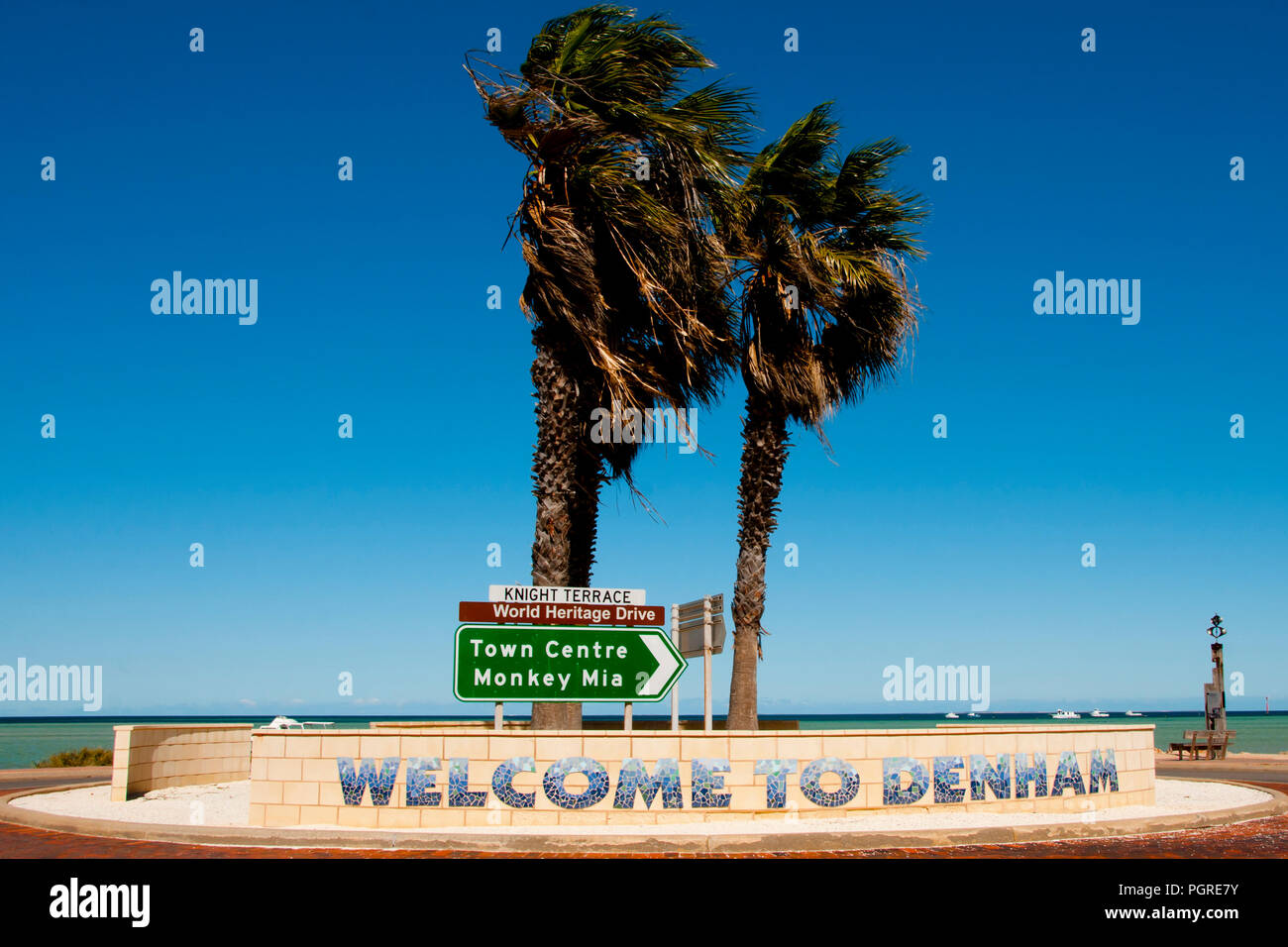 Denham Town Sign - Western Australia Stock Photo