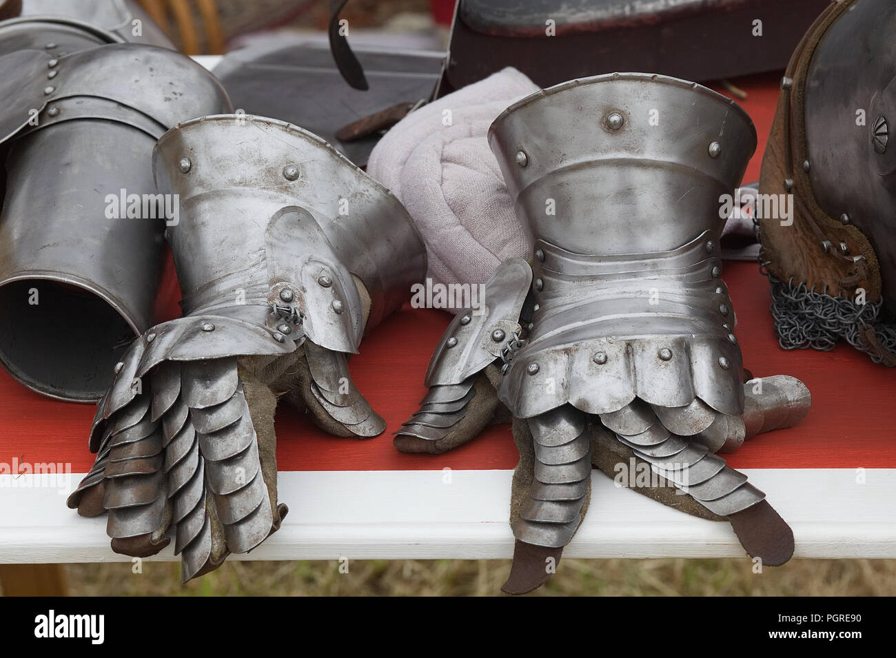 parts of a knights suit of Armour Stock Photo Alamy