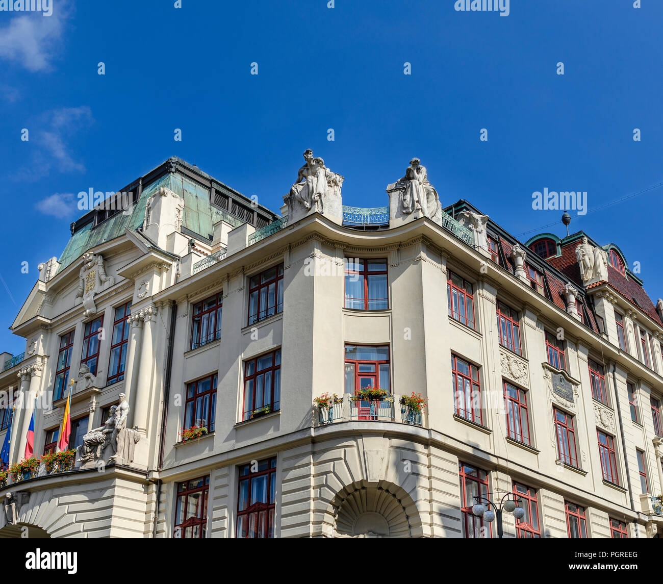 Fragment of a beautiful building against the sky. Stock Photo