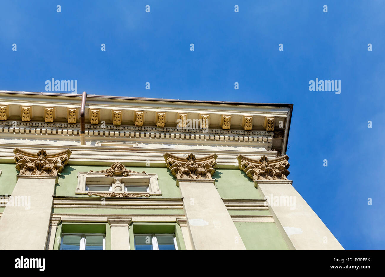 Fragment of a beautiful building against the sky. Stock Photo