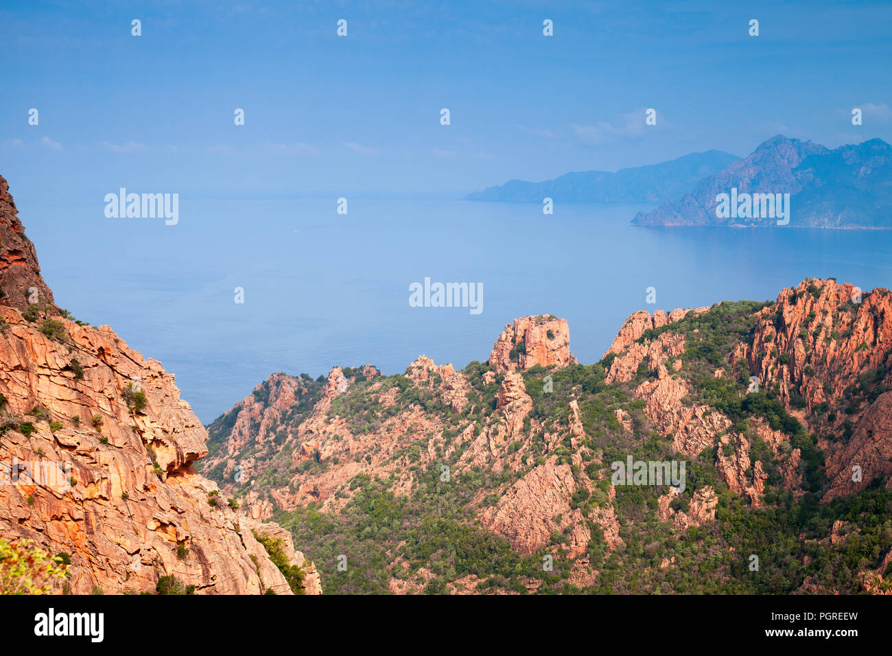 Coastal mountain landscape of Calanques de Piana, Corsica, France Stock ...