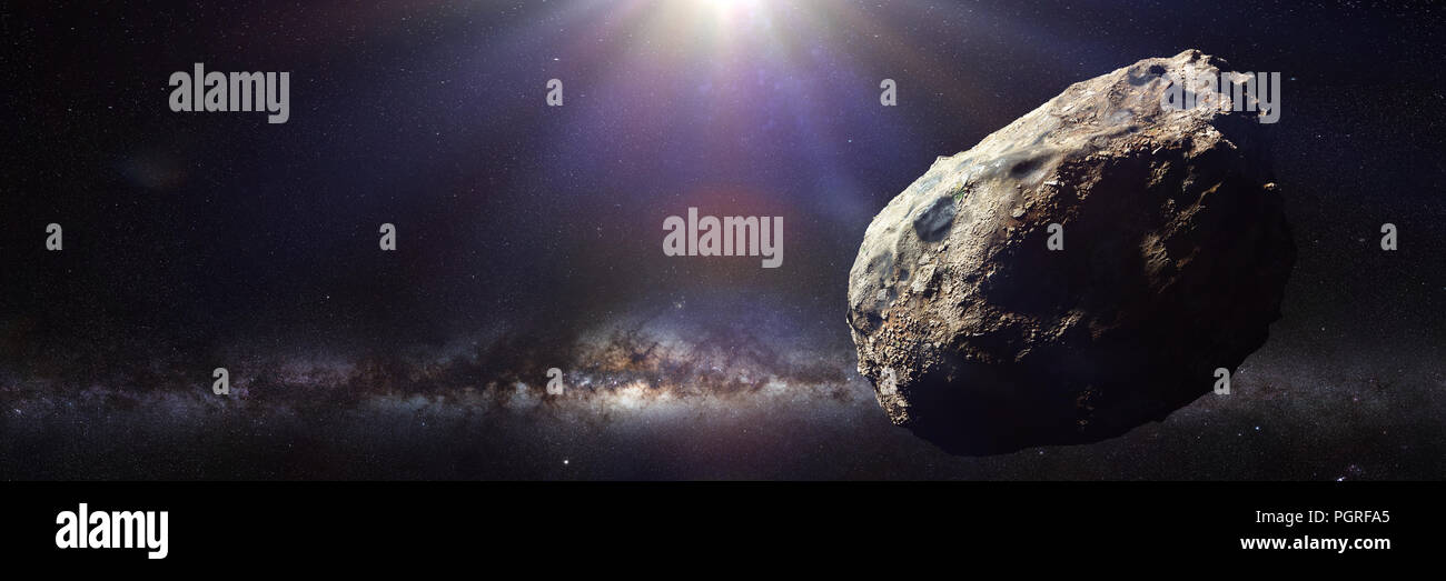 dwarf planet of the asteroid belt lit by Sun and Milky Way galaxy (3d space  illustration banner, elements of this image are furnished by NASA Stock  Photo - Alamy