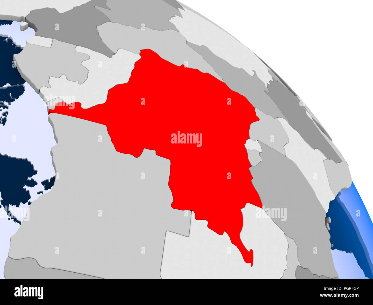 Illustration of Democratic Republic of Congo highlighted in red on ...