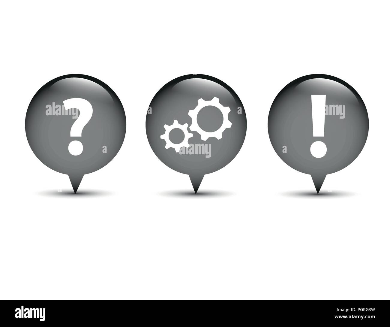 question and answer gear business grey bubbles vector illustration
