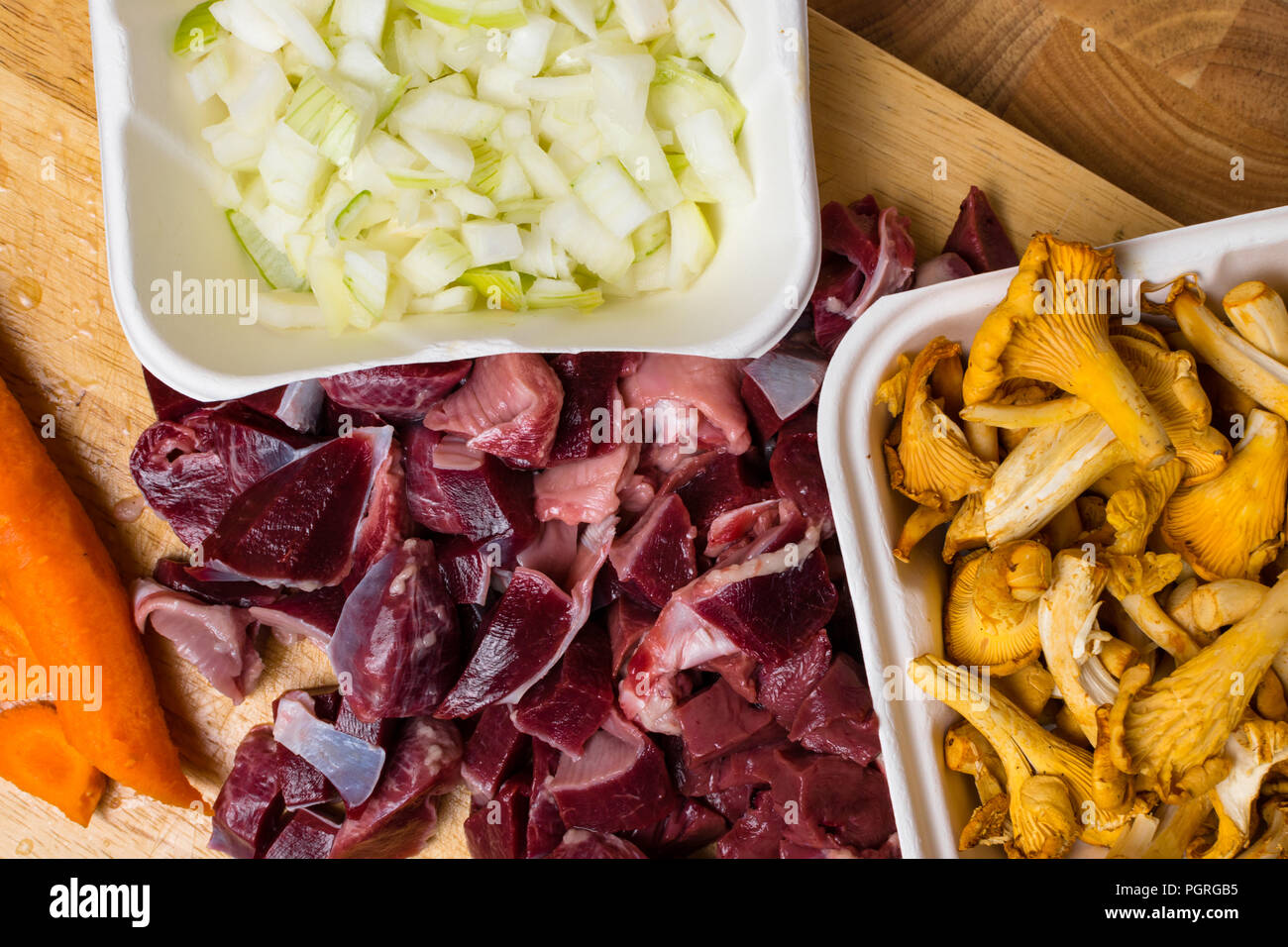 Bird chicken or turkey giblets gizzards (stomachs). Raw uncooked