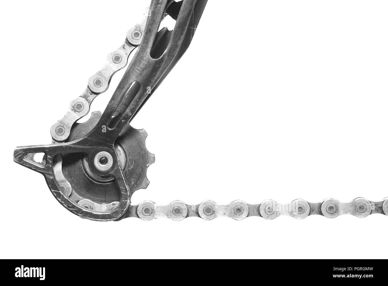 bicycle chain and derailleur over white Stock Photo Alamy