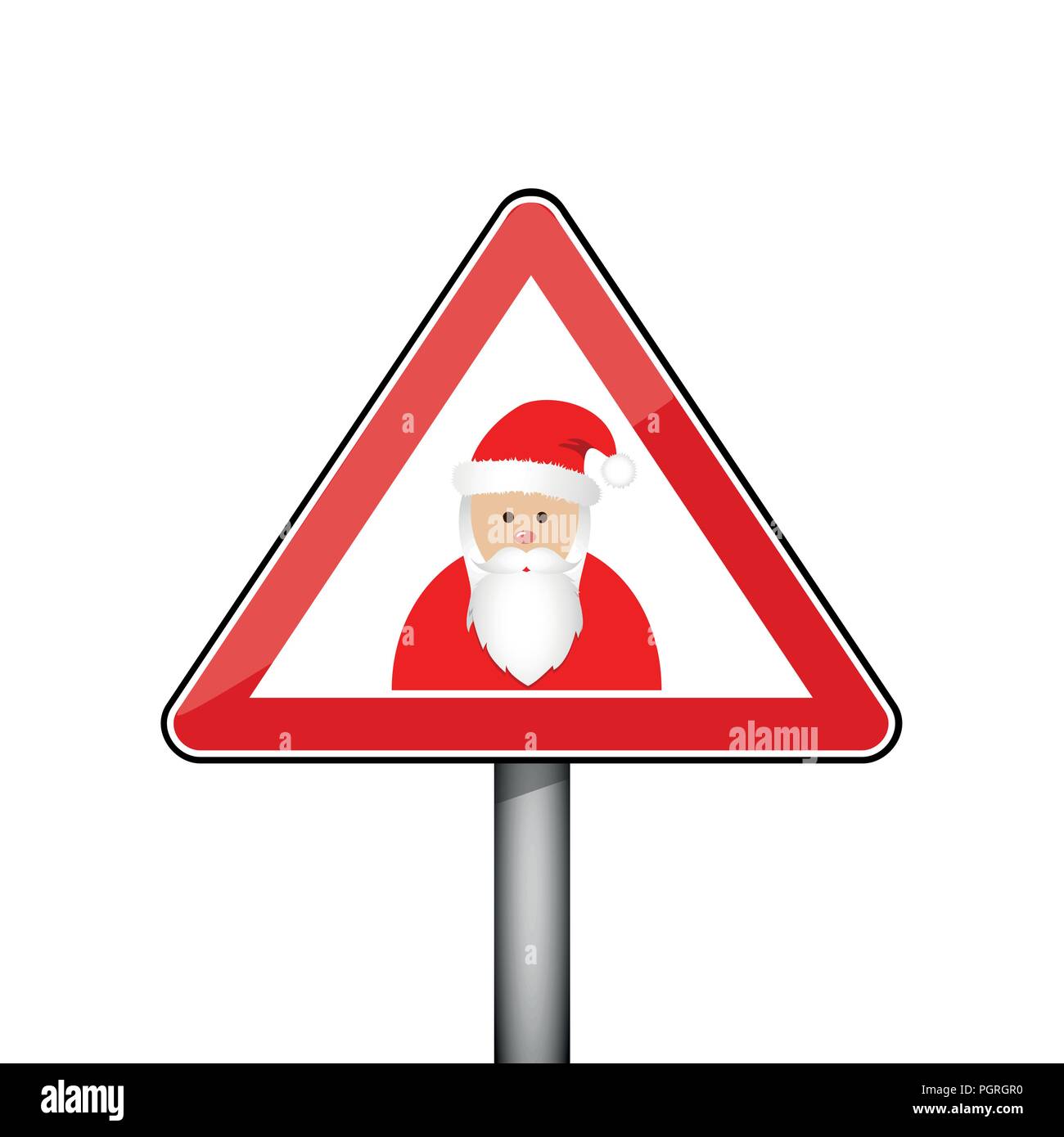 warning sign Christmas Santa Claus in red vector illustration EPS10 Stock Vector