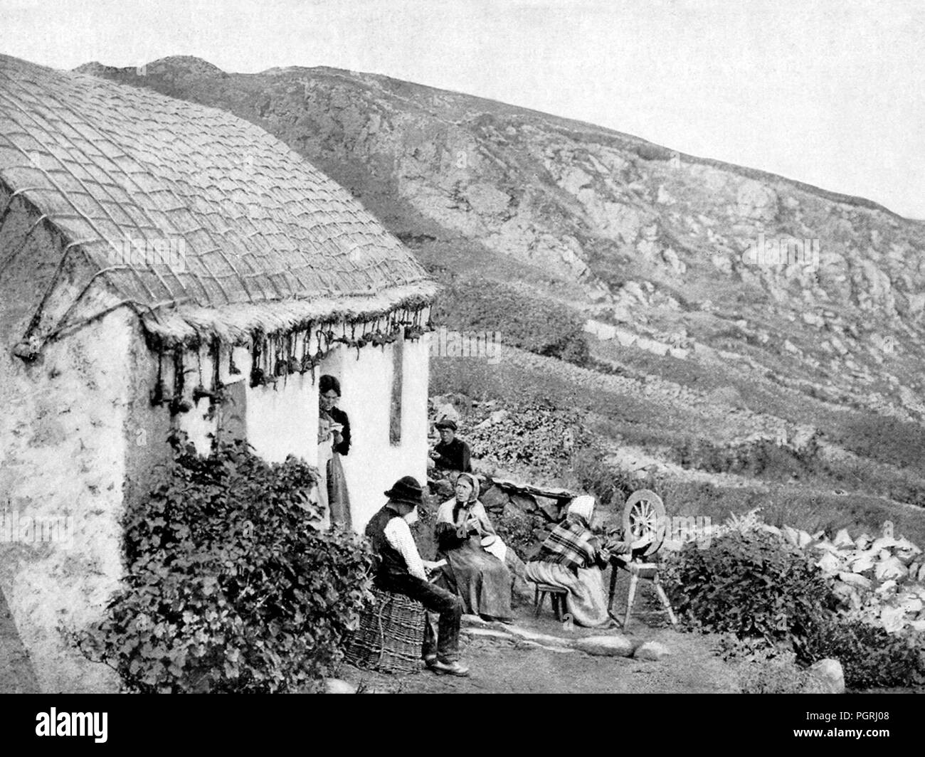 A rural cottage in Donegal, Ireland, Victorian period Stock Photo