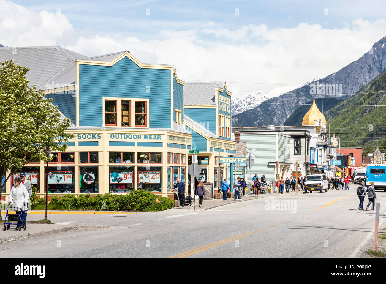 The main street in Skagway, Alaska, USA Stock Photo