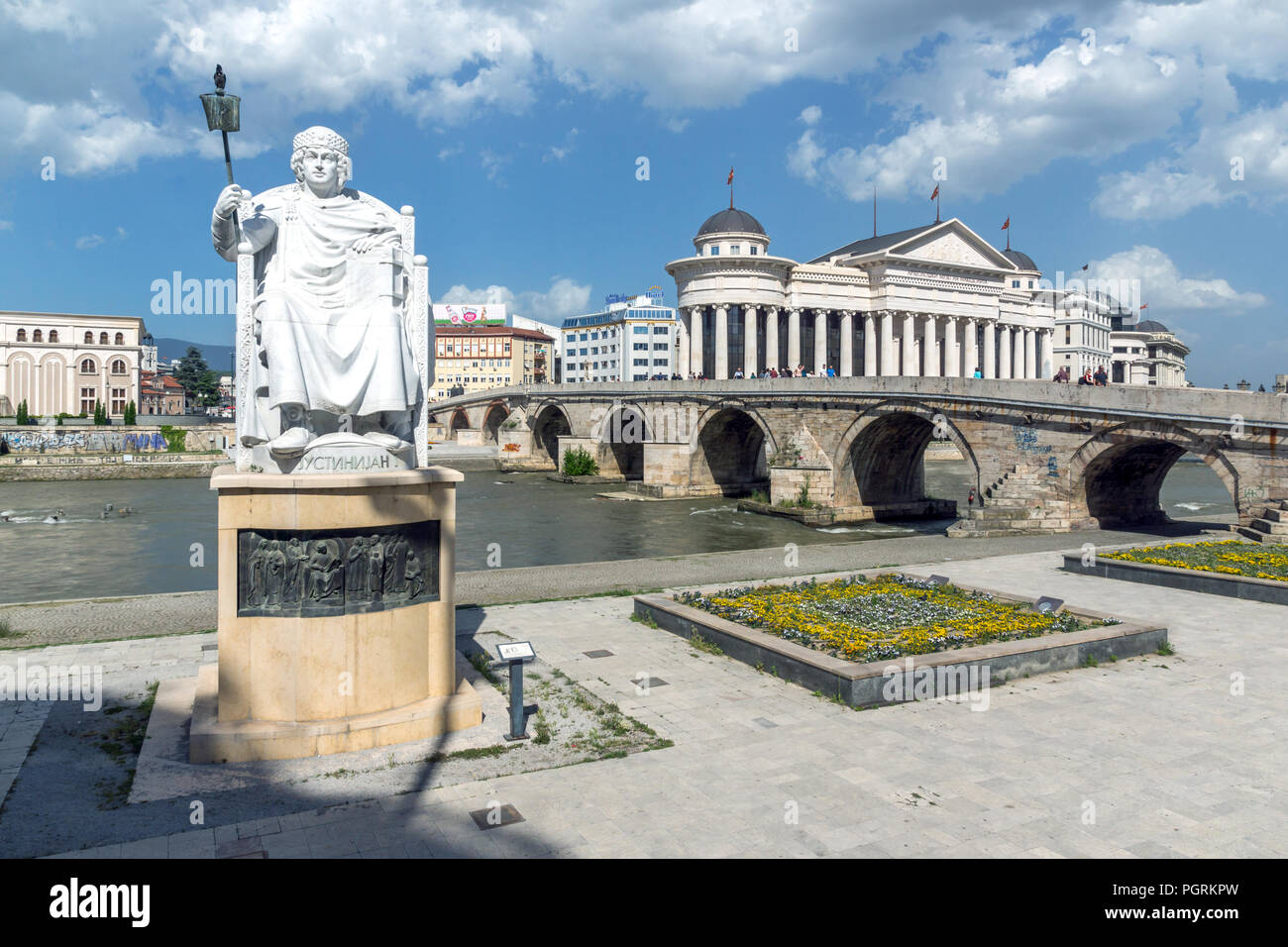SKOPJE, REPUBLIC MACEDONIA - 13 MAY 2017: Justinian I Monument and Alexander the Great square in Skopje, of Macedonia Stock Photo - Alamy