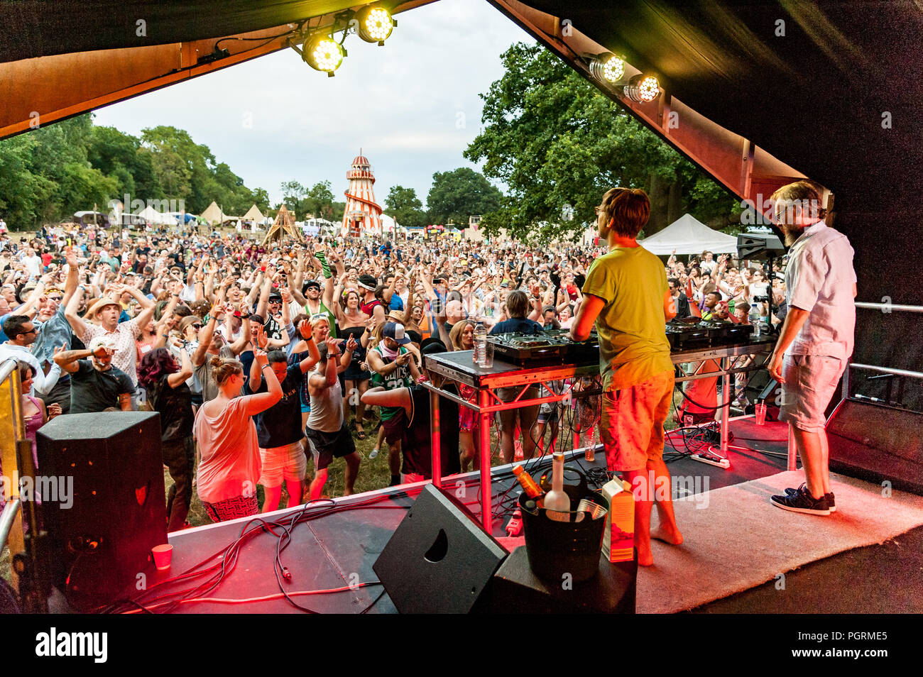 Basement Jaxx entertaining a large crowd at Lunar festival Solihull England Stock Photo