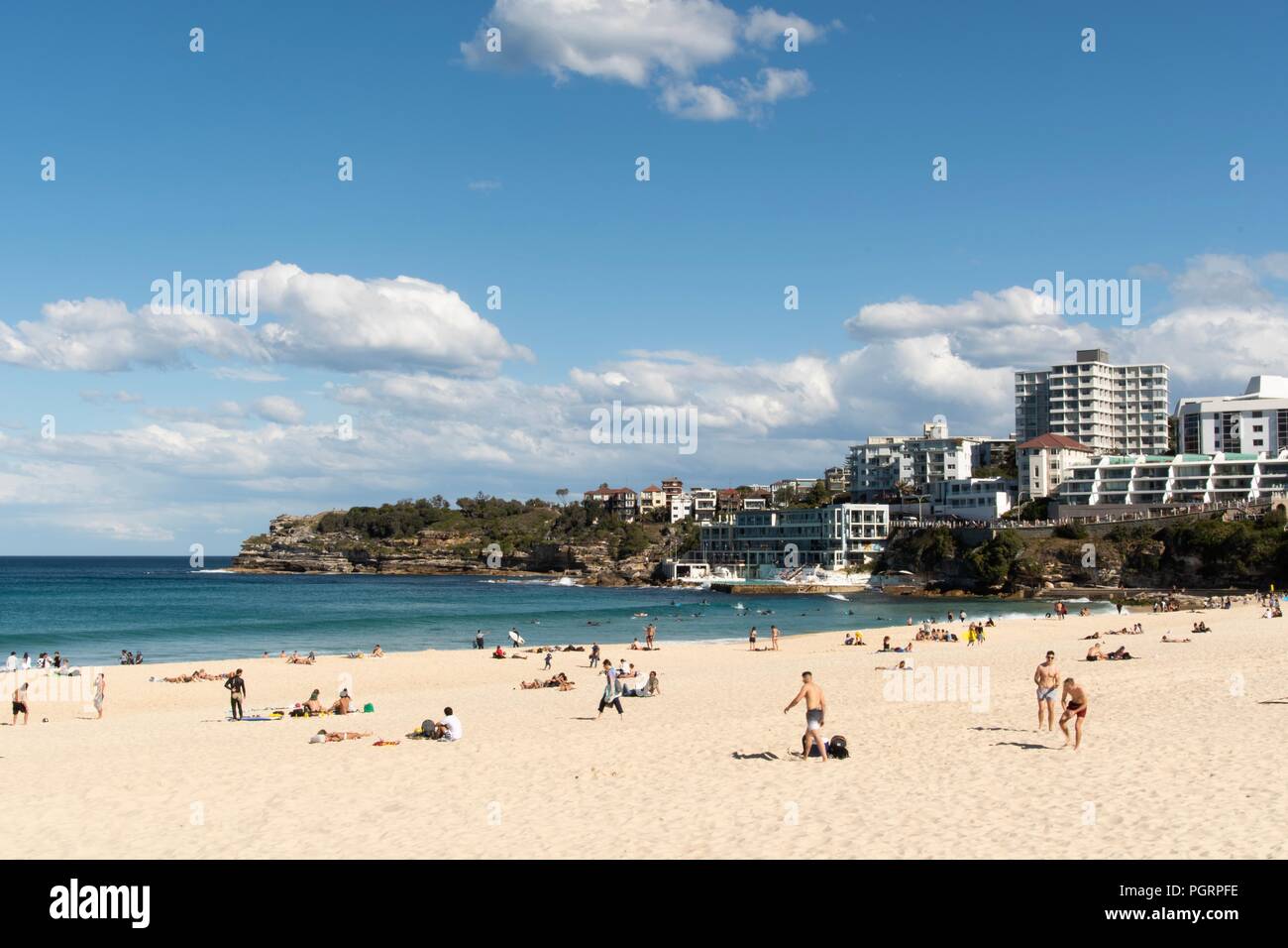 View of Bondi beach - Sydney NSW Australia Aug 2018 Stock Photo