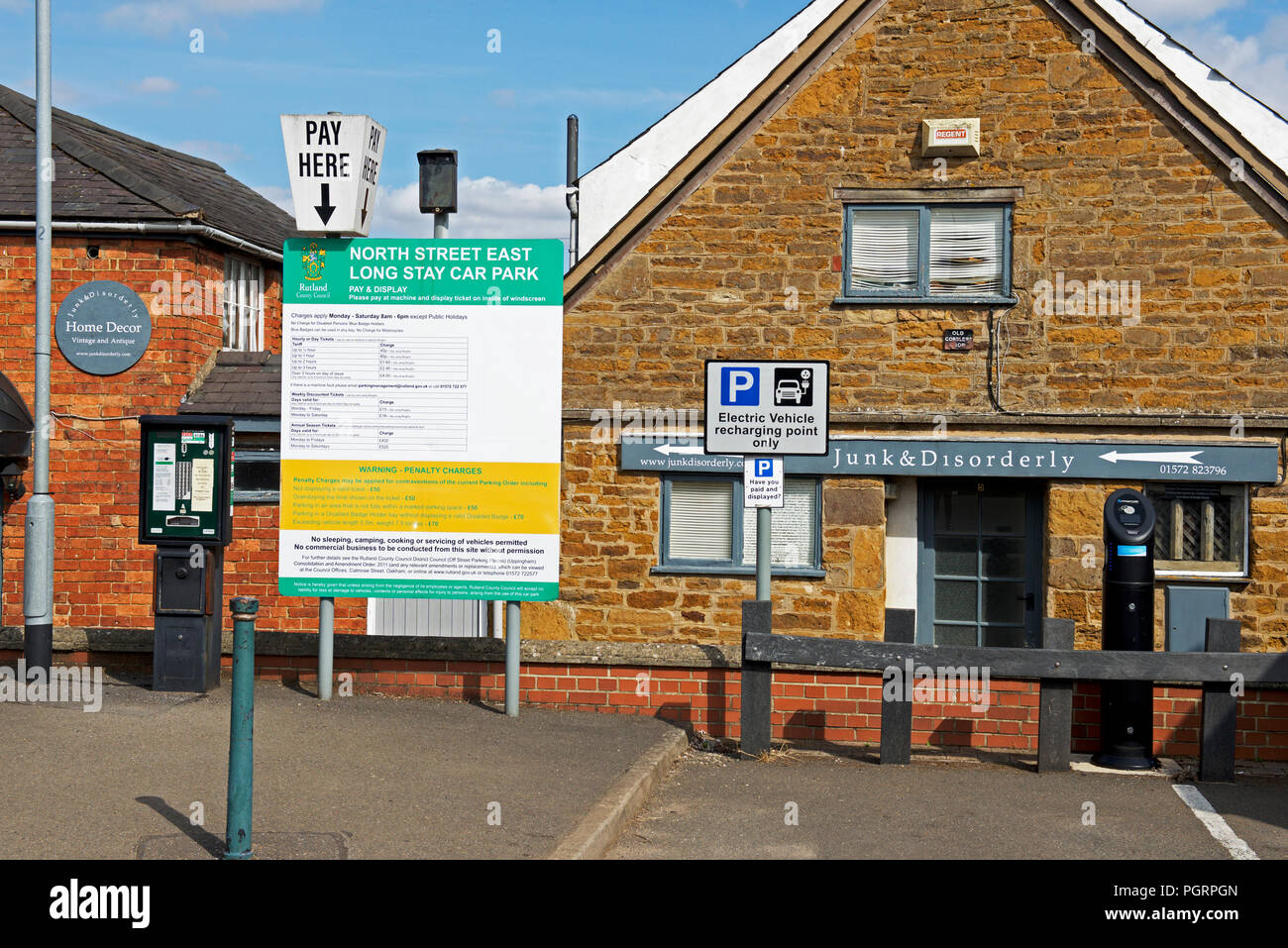Pay and display car park, Uppingham, Rutland, England UK Stock Photo