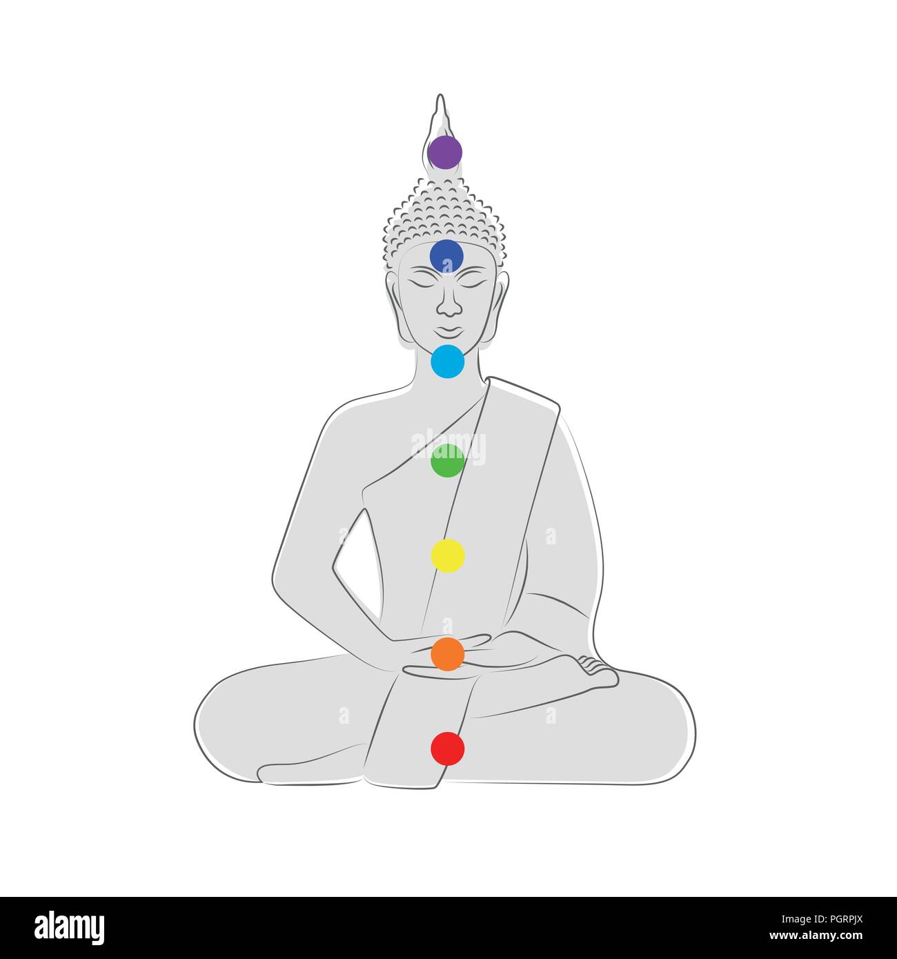 buddha silhouette colorful chakra points vector illustration EPS10 Stock Vector