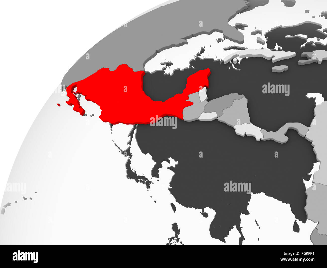 Map of Mexico in red on grey political - Map Of Mexico In Red On Grey Political Globe With Transparent Oceans 3d Illustration PGRPR1 