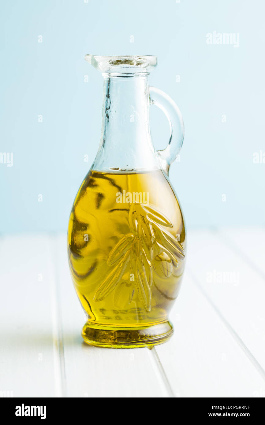 The olive oil in bottle. Stock Photo