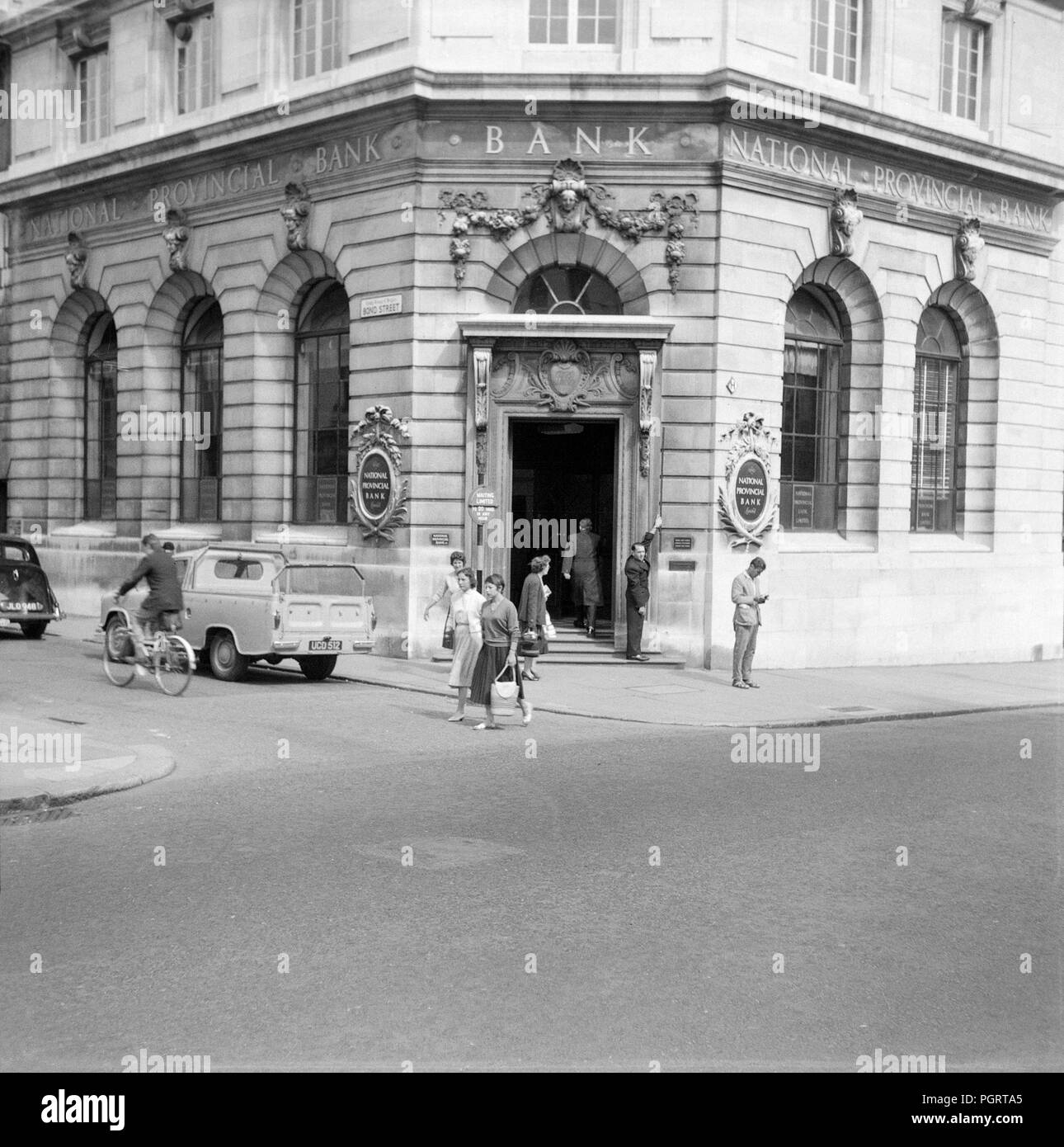 The National Provincial Bank in Brighton on the South Coast of England, during the early 1960s. Stock Photo