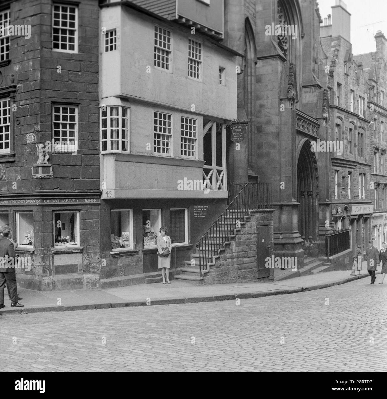 A view of Edinburgh in Scotland showing John Knox's house, taken in the early 1960s. Stock Photo