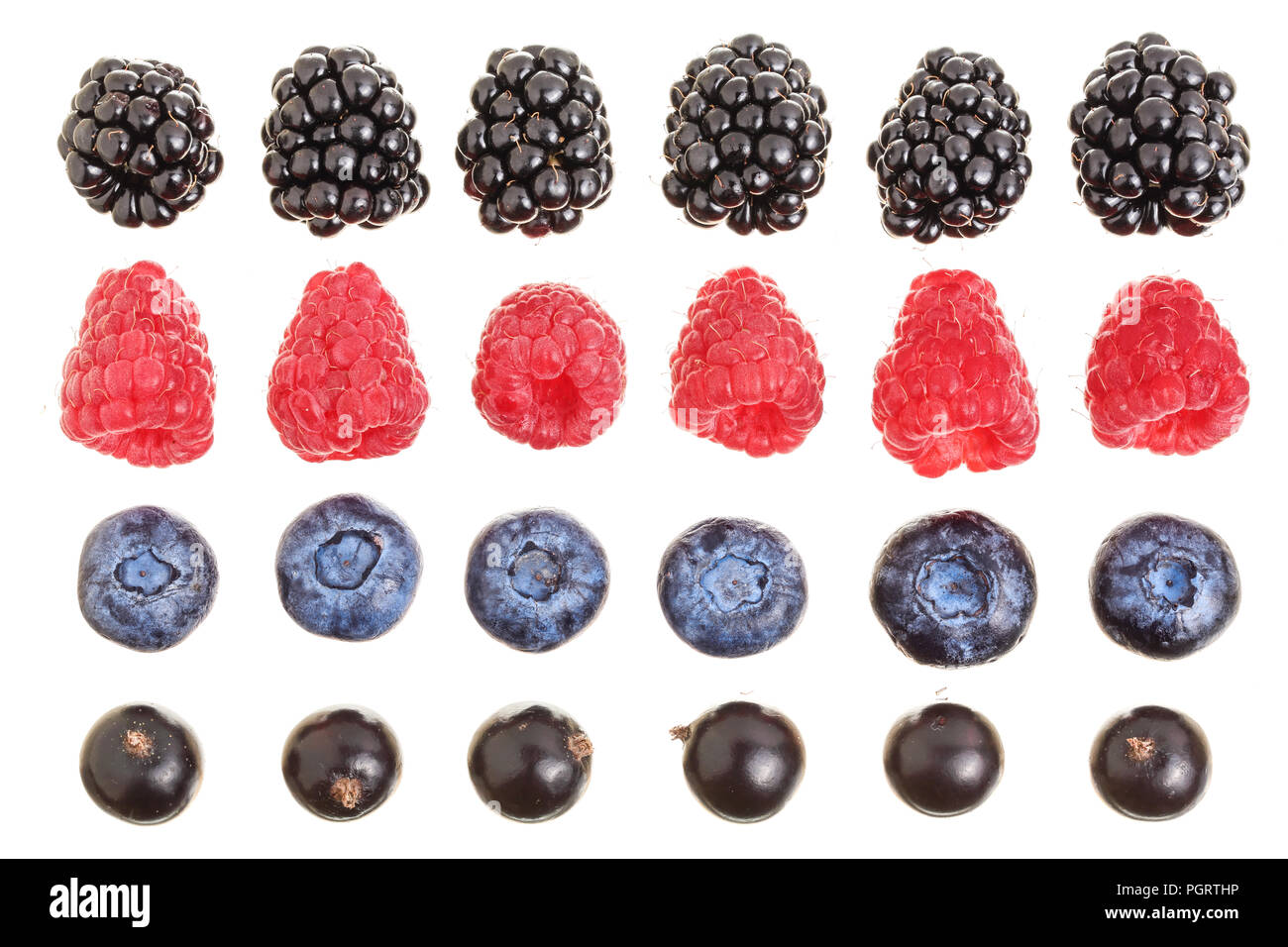 blackberry blueberry raspberry black currant isolated on white ...