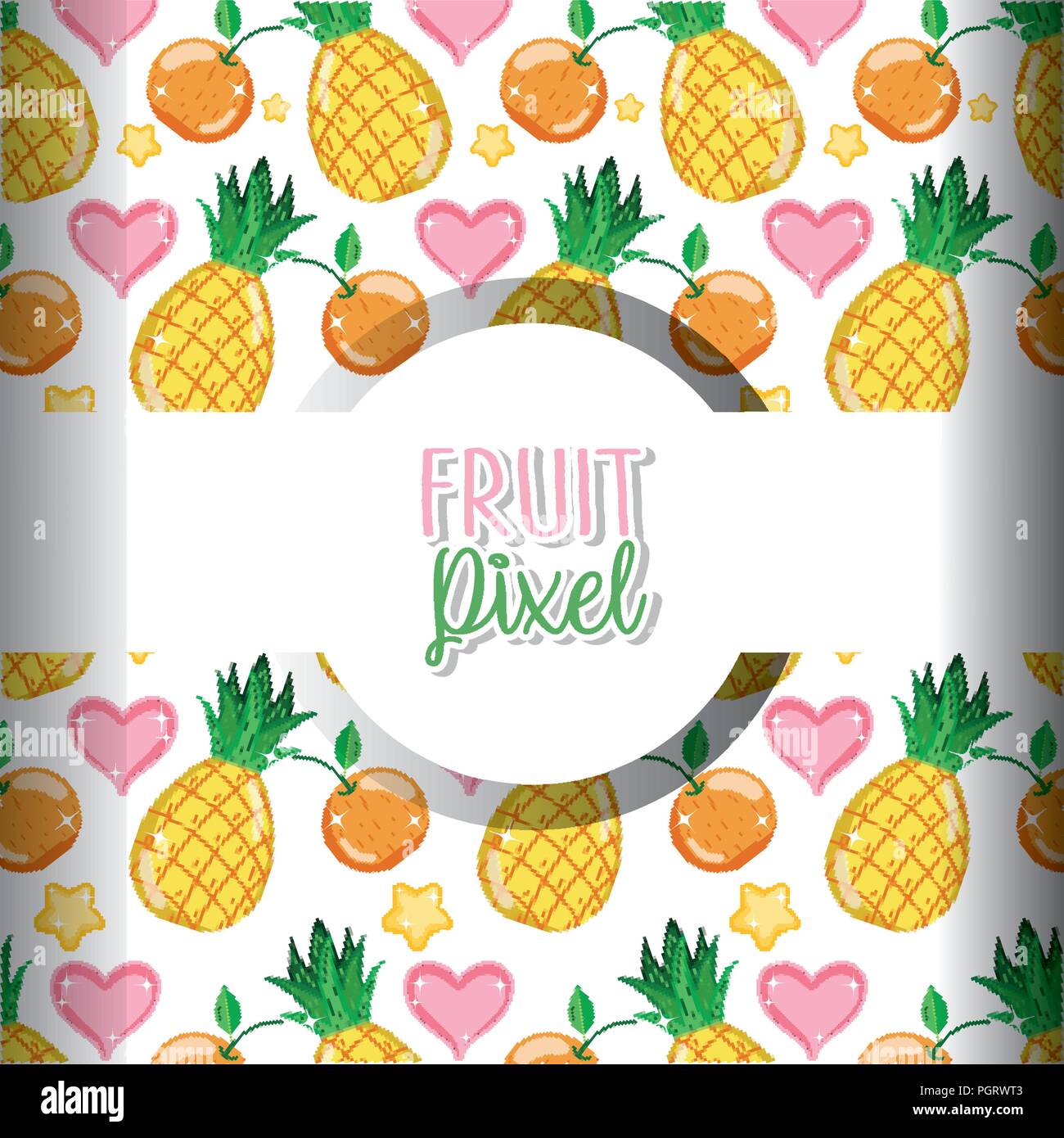 Fruit Pixel Background Stock Vector Art Illustration