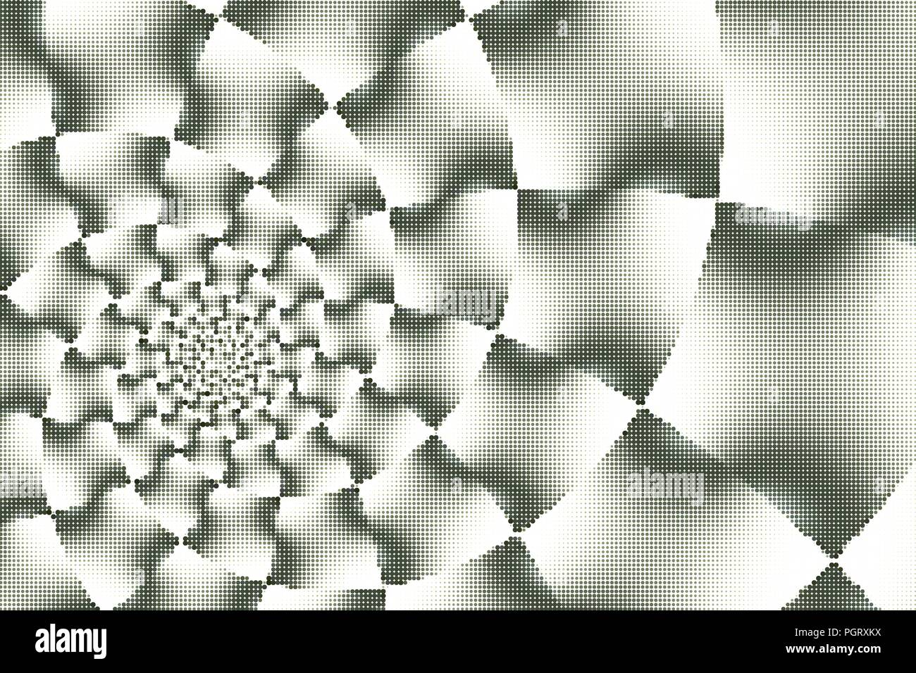 Halftone vector background  - spiral and distorted squares Stock Vector