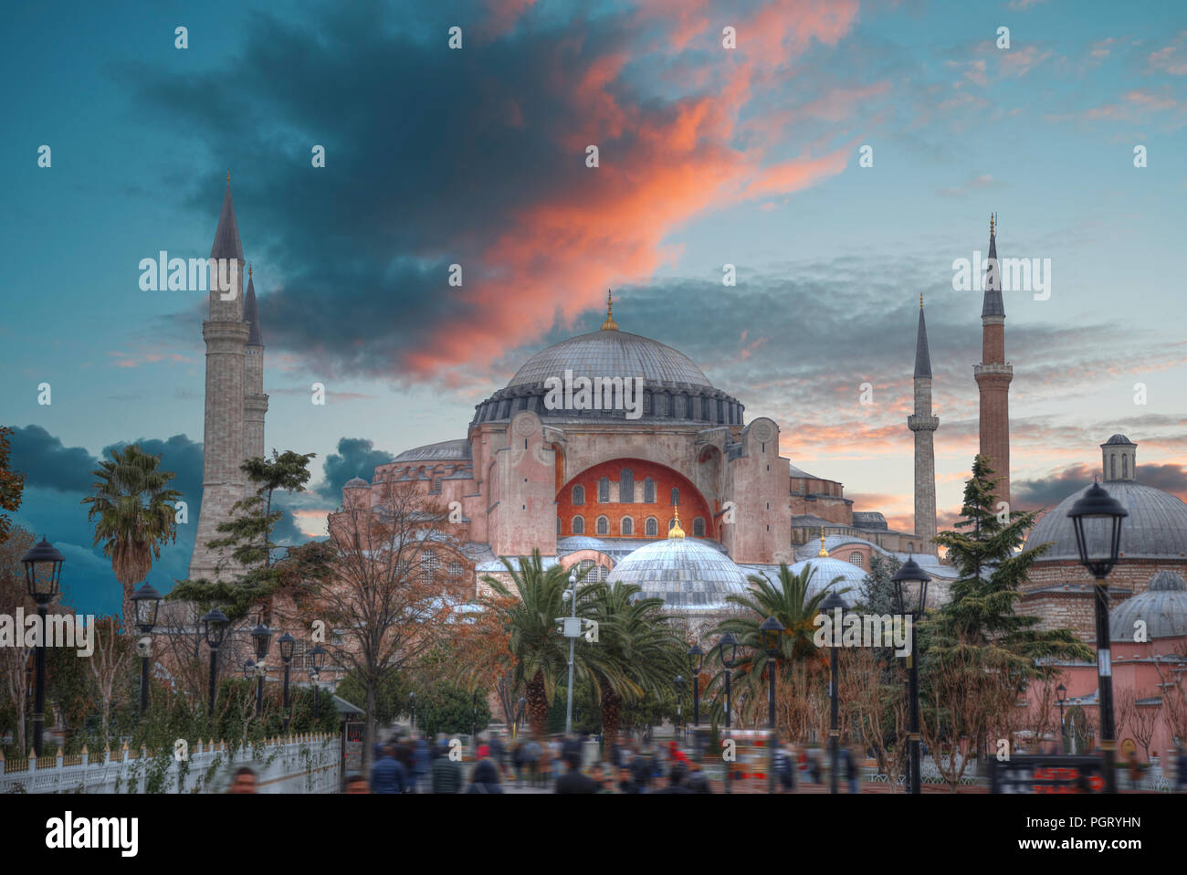 Hagia Sophia (Ayasofya) museum view from the Sultan Ahmet Park in ...