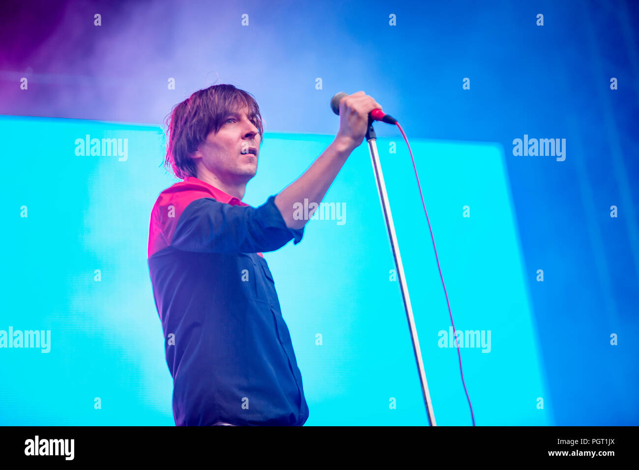Norway, Bergen June 15, 2018. The French indie pop band Phoenix performs a live concert during Norway, Bergen June 15, 2018. The French indie pop band Phoenix performs a live concert during