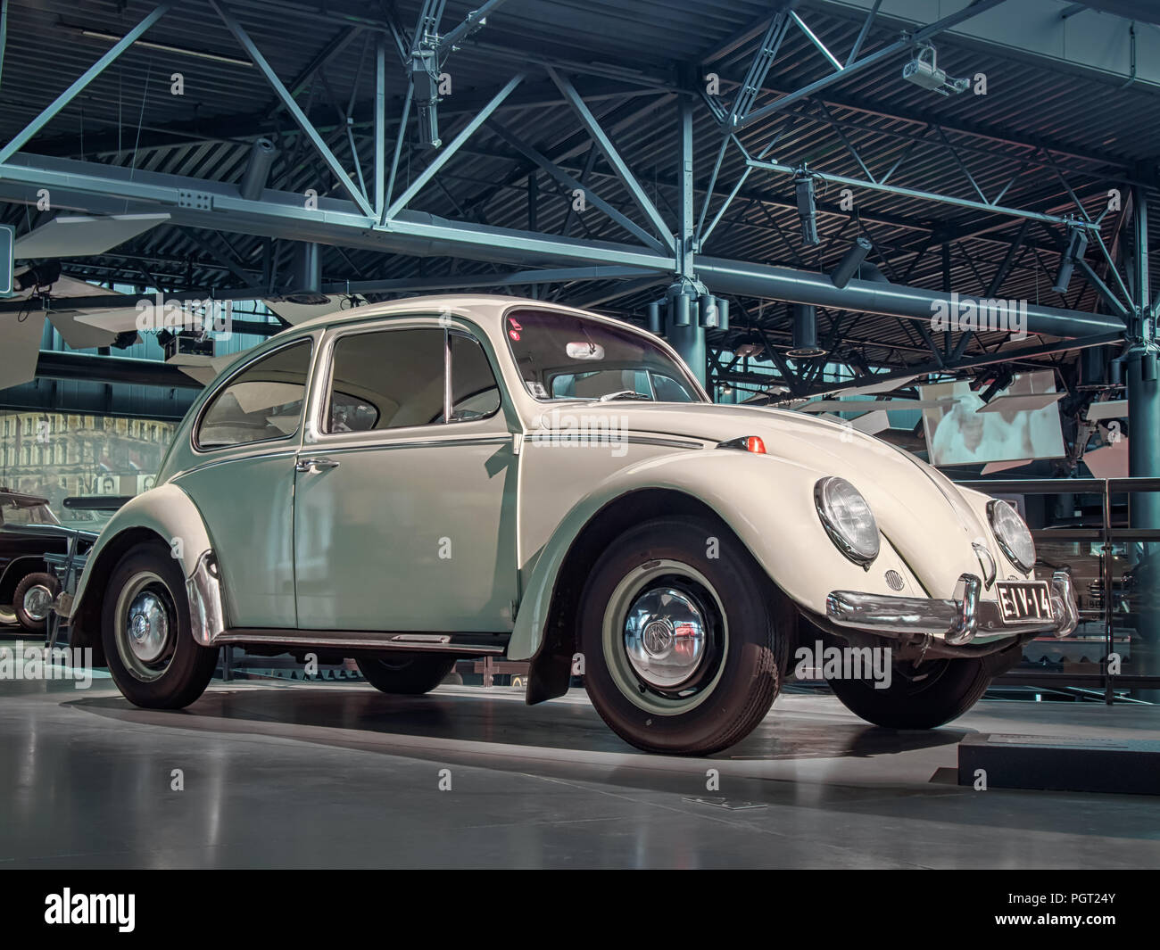 RIGA, LATVIA-APRIL 18, 2018: 1966 Volkswagen 1300 Beetle in the Riga Motor Museum. Stock Photo