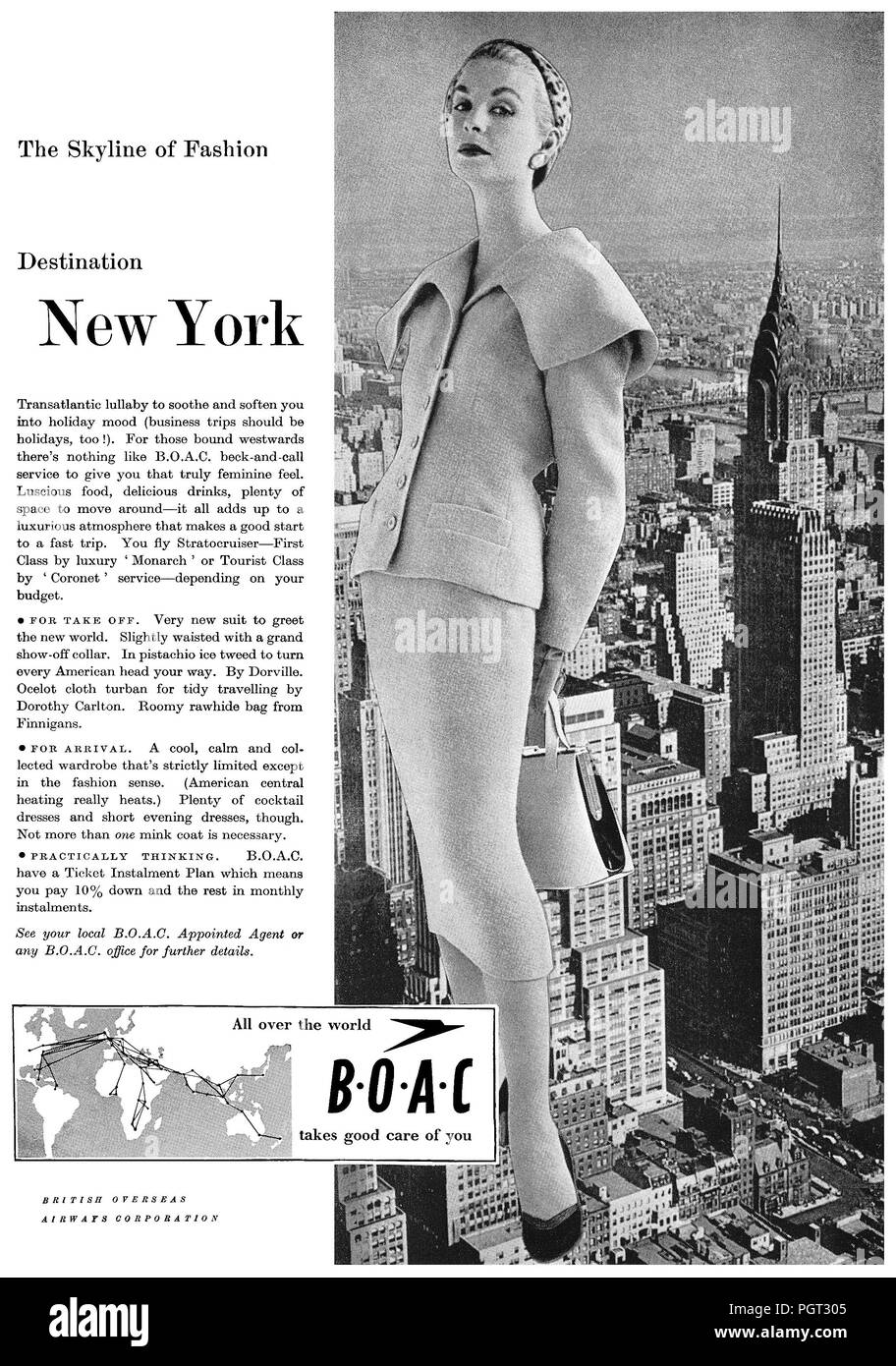 1955 British advertisement for B.O.A.C. Stock Photo