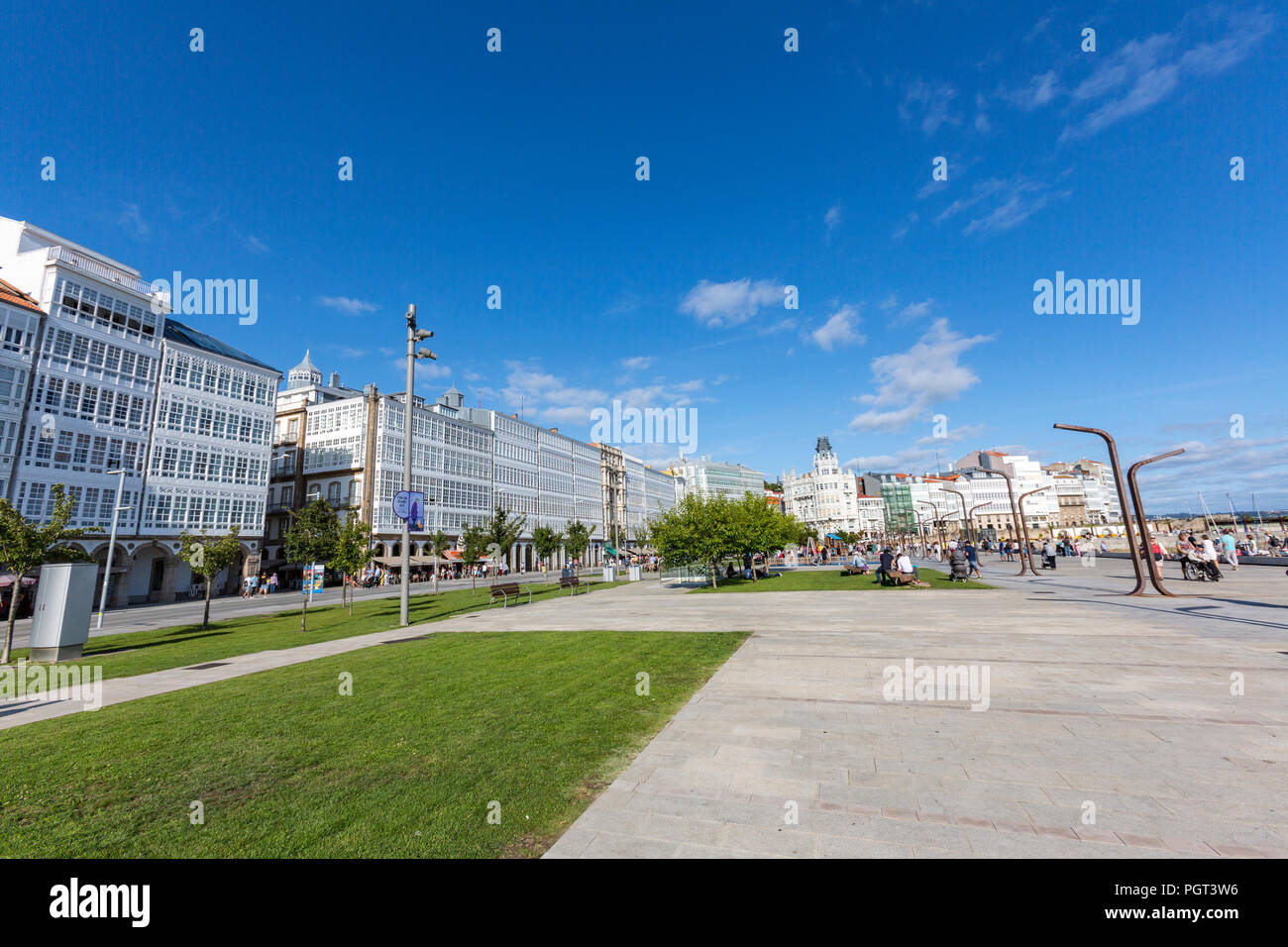 Avenida la Marina with their typical glass balconies and the La Marina