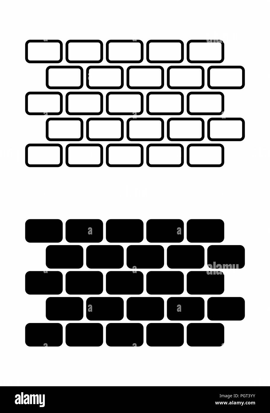 Black and white illustration of brick walls Stock Vector
