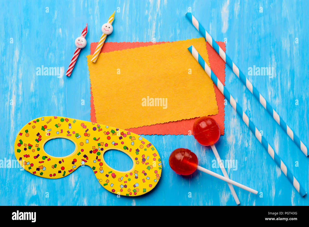 Multi-colored birthday card template Stock Photo