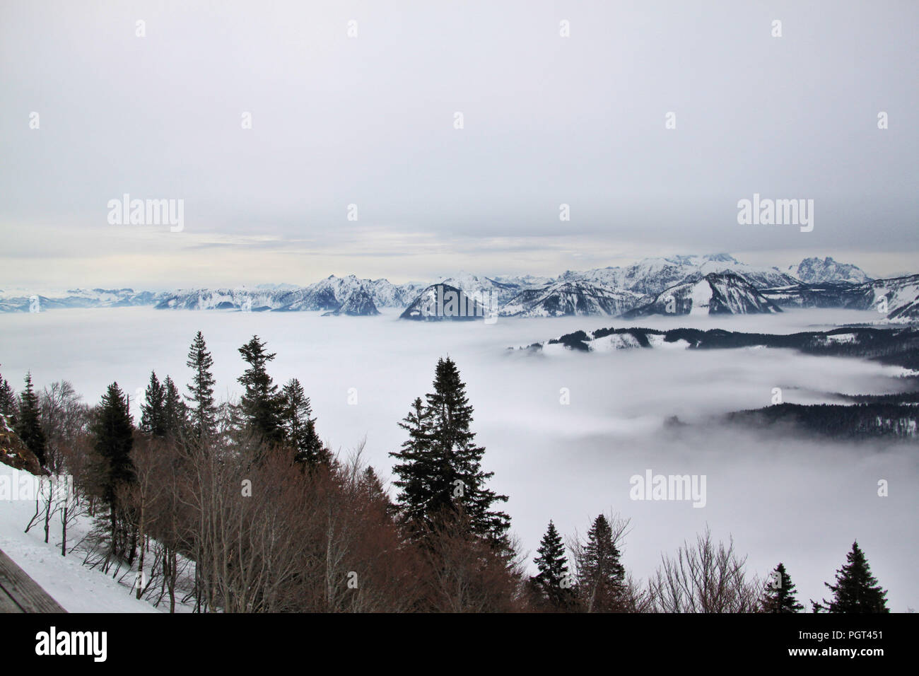 A view of the Austrian Mountains at St Gilgen in Winter Stock Photo - Alamy