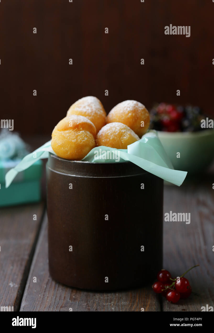 cottage cheese donuts balls with powdered sugar Stock Photo Alamy