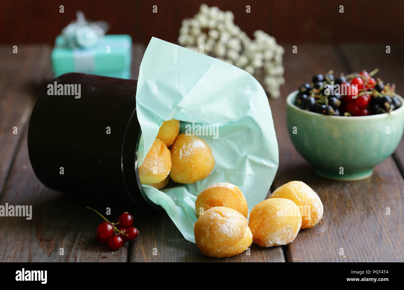 cottage cheese donuts balls with powdered sugar Stock Photo Alamy