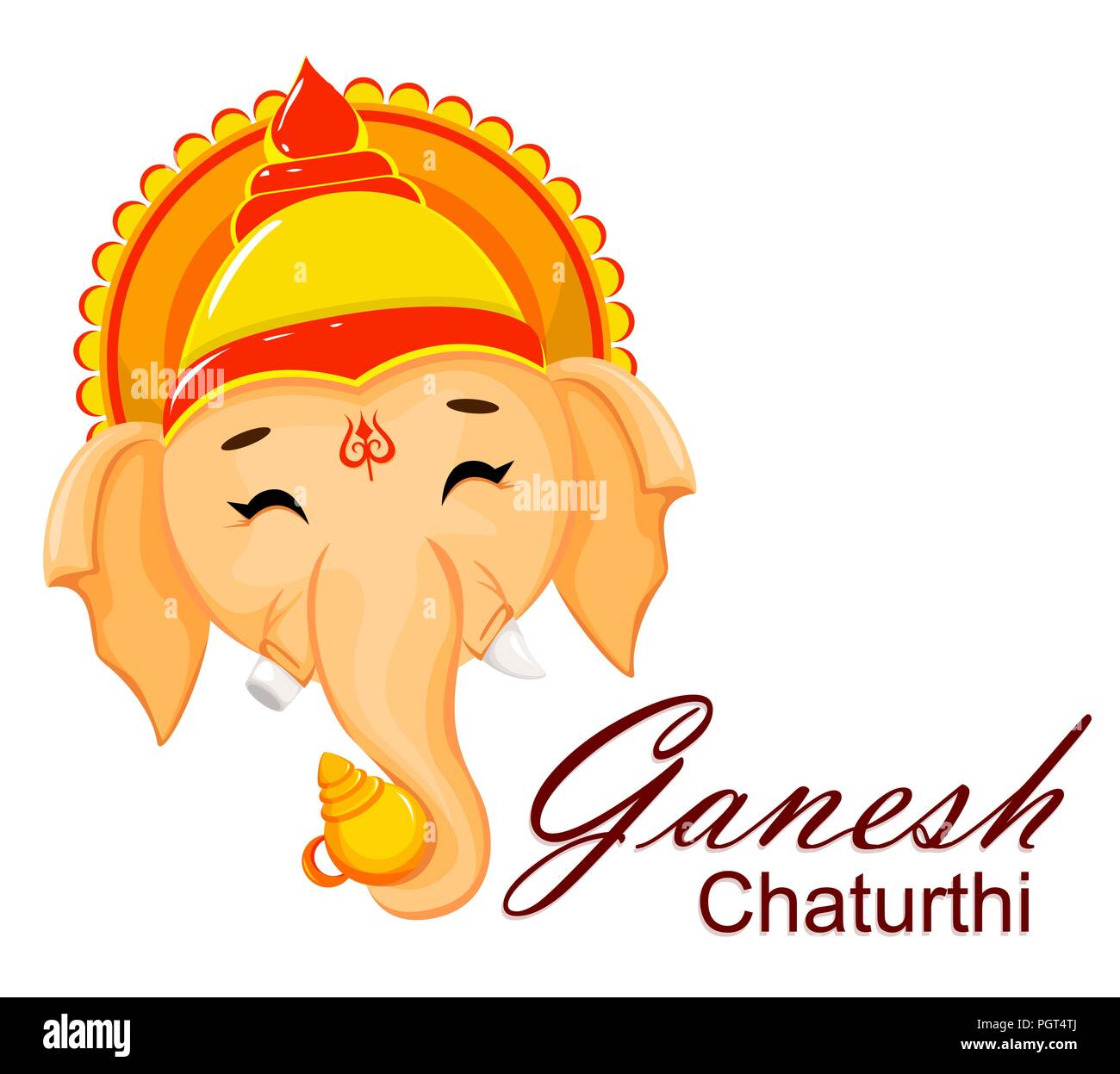 Happy Ganesh Chaturthi greeting card for traditional Indian festival. Face  of Lord Ganesha in cartoon style. Vector illustration on white background  Stock Vector Image & Art - Alamy