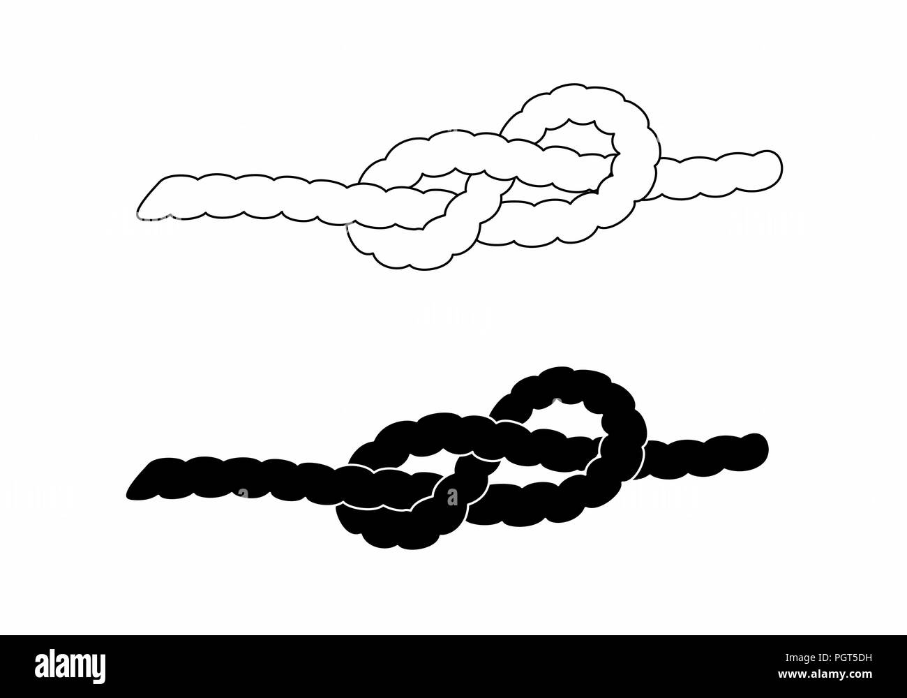 Illustration of ropes with knots on white background Stock Vector