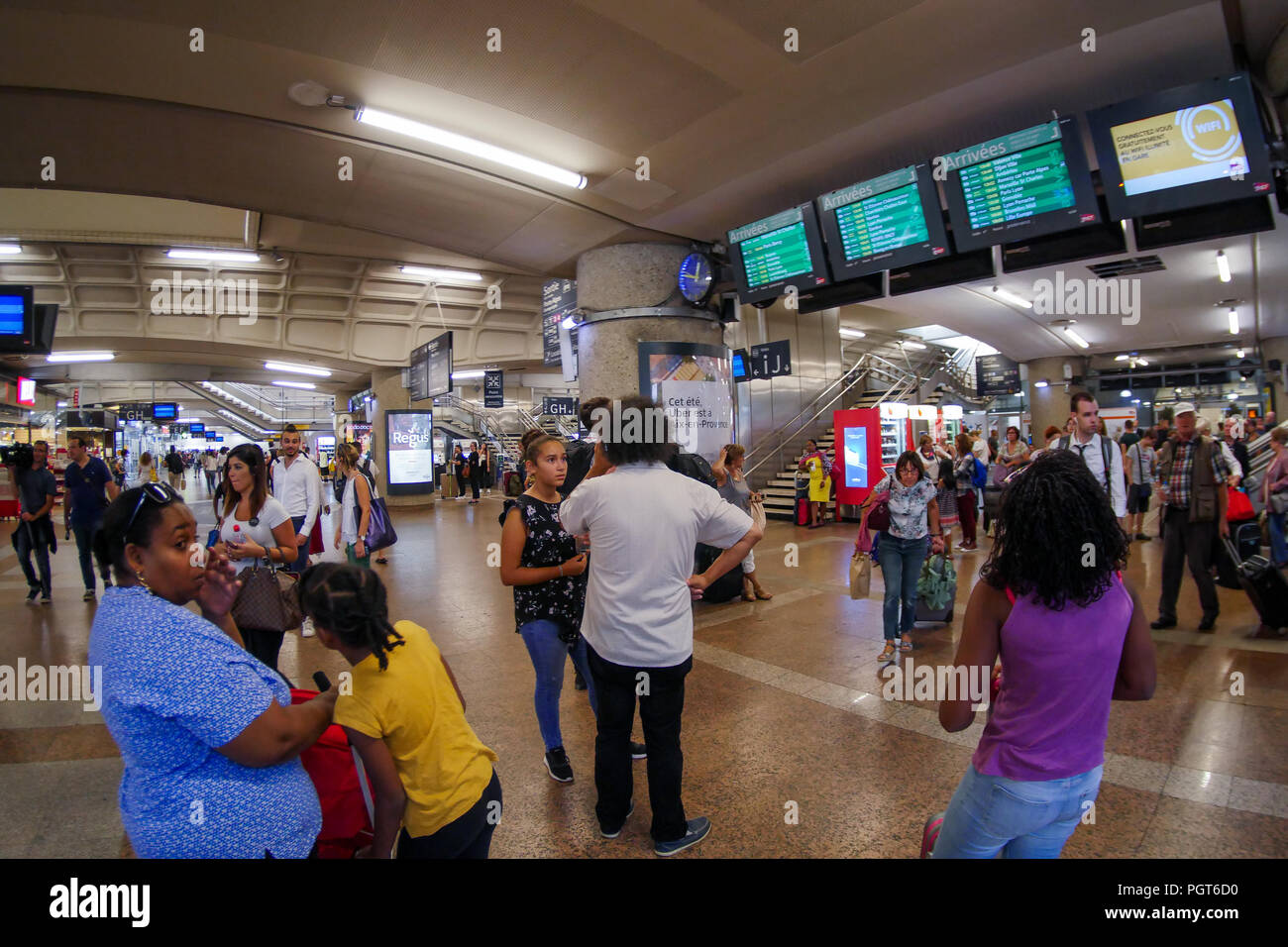 Passengers at PartDieu station, Lyon, France Stock Photo Alamy